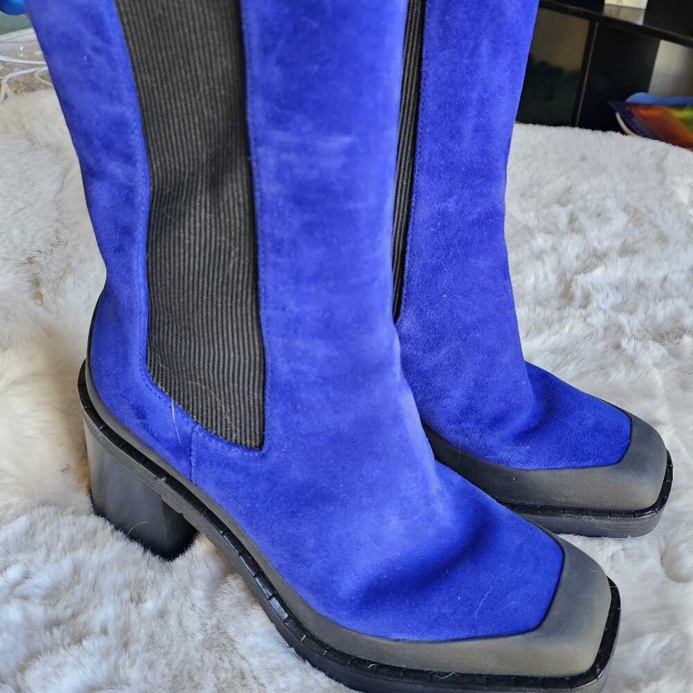 Tory Burch Royal Blue/Black Expedition 85mm Chelsea Boots- Worn Once-Size 9